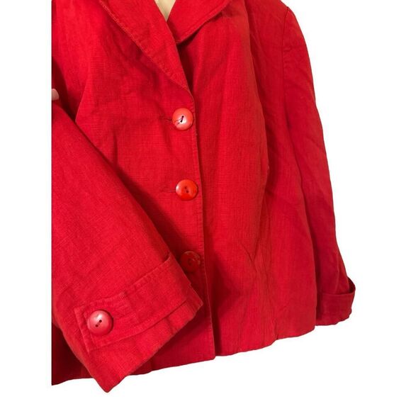 Vintage Samantha Taylor Womens Linen Blazer Size 2X Red Lined Single Breasted - Picture 2 of 8